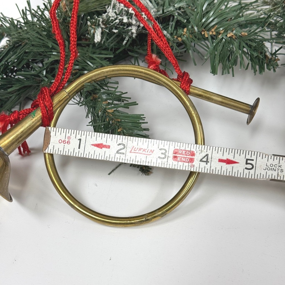 Vintage Brass Horn Christmas Ornaments Set of 2 French Horn Trumpet Musical - Picture 3 of 7